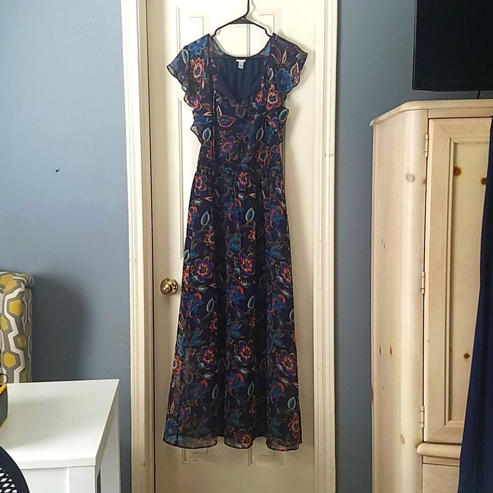 Navy Floral Print dress
